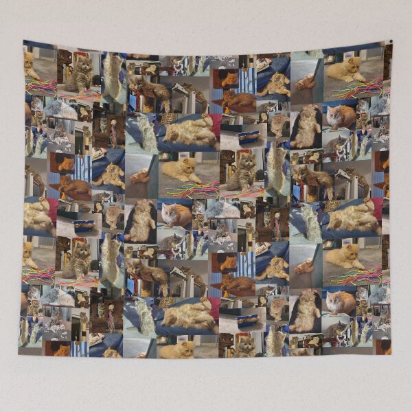 Item preview, "Playful Whiskers: A Photo Collage of Brown and Fawn Fluffy Kittens" designed and sold by A-Work-Of-Art.