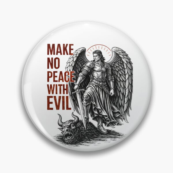 Item preview, Make no Peace with Evil - Archangel Michael VS False Idols in Christian Metal Streetwear designed and sold by Blood Washed Apparel.