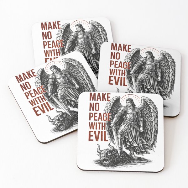 Item preview, Make no Peace with Evil - Archangel Michael VS False Idols in Christian Metal Streetwear designed and sold by Blood Washed Apparel.