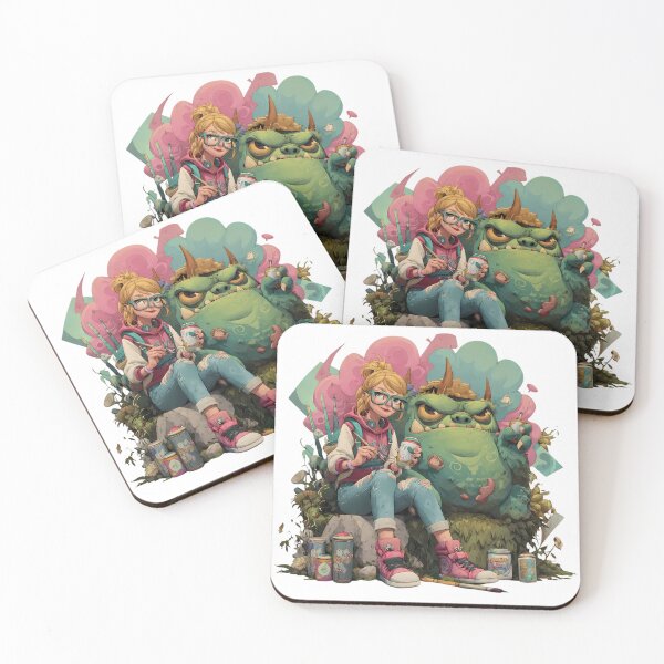 Item preview, Girl Monster Intersection Nature Art Imagination Contemporary Illustrations designed and sold by ART ATTACK ZONE.