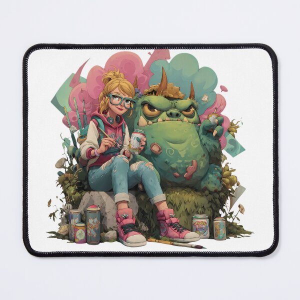 Item preview, Girl Monster Intersection Nature Art Imagination Contemporary Illustrations designed and sold by ART ATTACK ZONE.