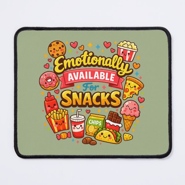 Item preview, Emotionally Available For Snacks | Cute Kawaii Food Pun Typography designed and sold by PopCulturePixel.