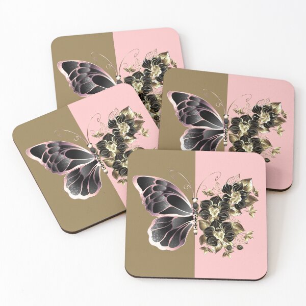 Item preview, Brown and pink split butterfly design designed and sold by serenebookworm.