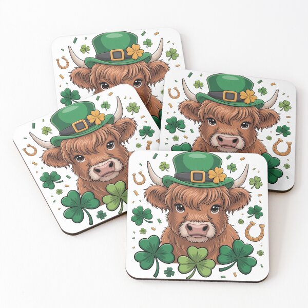 Item preview, Lucky Highland Cow Shamrock Irish designed and sold by QuiteOrbit.