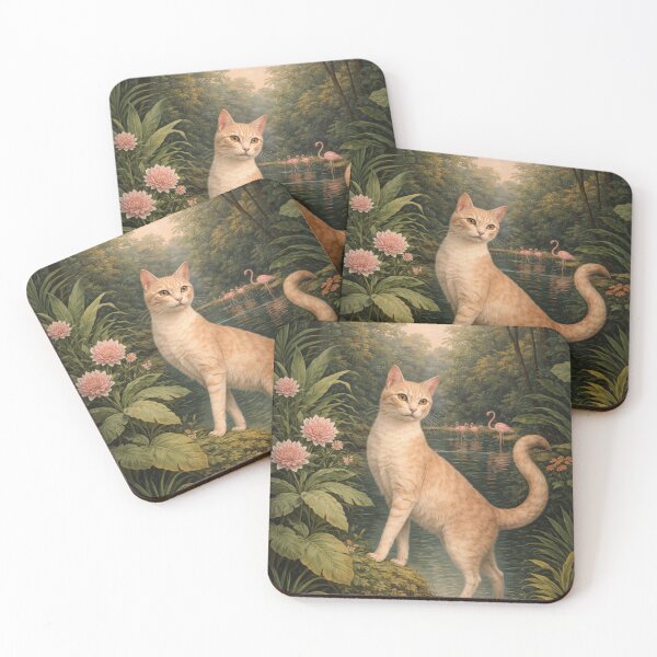 Item preview, Flamingo Reverie with a Cat designed and sold by Ocelot-T.