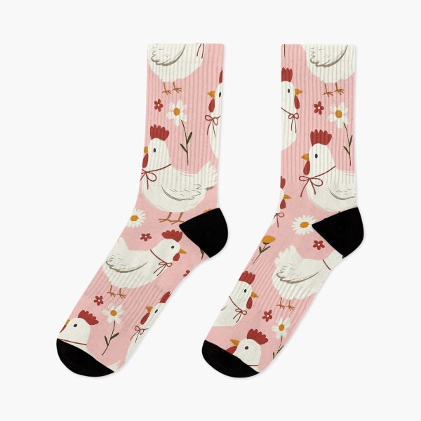 Item preview, White Chicken with red bow Seamless Pattern Kawaii Nursery Farm Animal Floral Spring designed and sold by FRH Design ⭐⭐⭐⭐⭐.