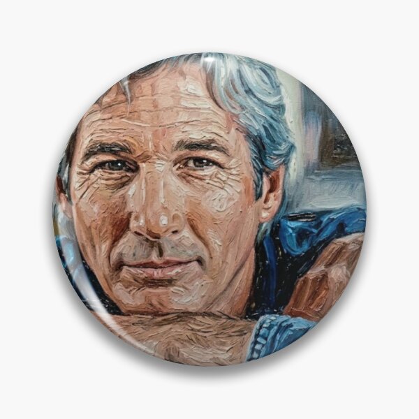 Item preview, The Silver Icon: Richard Gere Denim & Wisdom Impasto Portrait designed and sold by Art's Diner.
