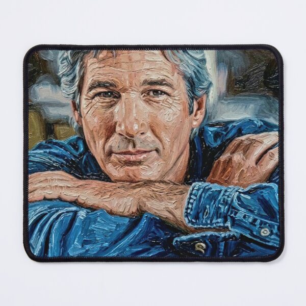 Item preview, The Silver Icon: Richard Gere Denim & Wisdom Impasto Portrait designed and sold by Art's Diner.