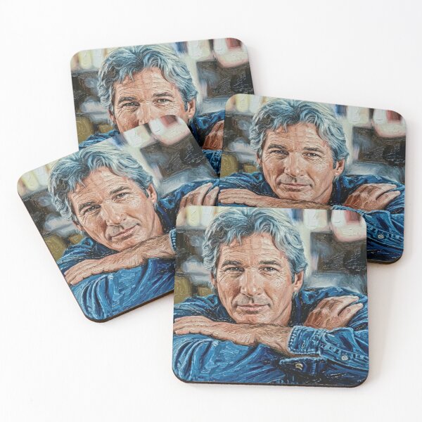 Item preview, The Silver Icon: Richard Gere Denim & Wisdom Impasto Portrait designed and sold by Art's Diner.