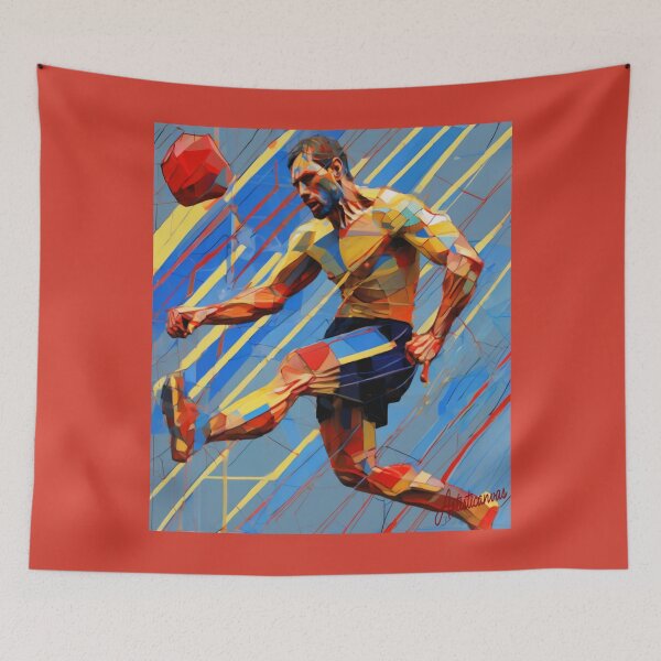 Item preview, Geometric Soccer Player Powerful Kick designed and sold by Artisticanvas.