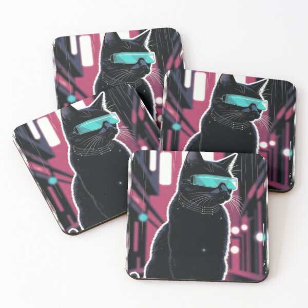 Item preview, Neon Cyberpunk Hacker Cat designed and sold by UrbanView.