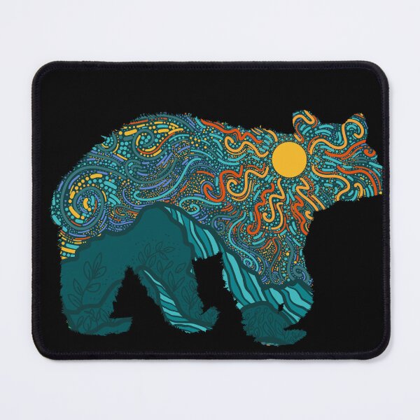 Item preview, Swirling Sun Mountains Bear Silhouette designed and sold by Art of Camping Now.