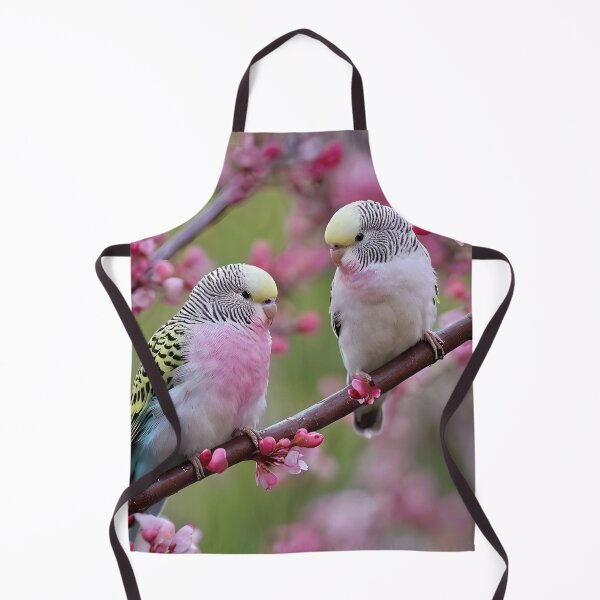 Item preview, "Colorful Companions: Budgerigars Amidst Red Blossoms" designed and sold by A-Work-Of-Art.
