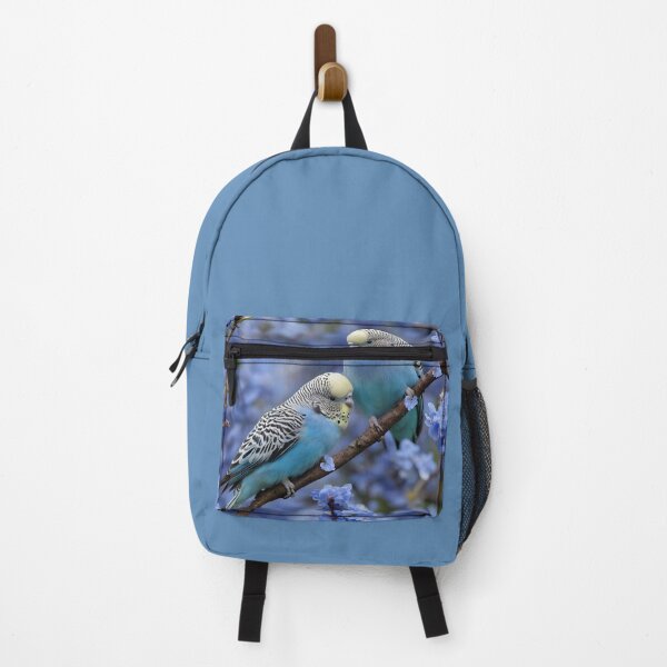 Item preview, "Tranquil Harmony: Blue and Yellow Budgies in a Blue Blossom Tree" designed and sold by A-Work-Of-Art.