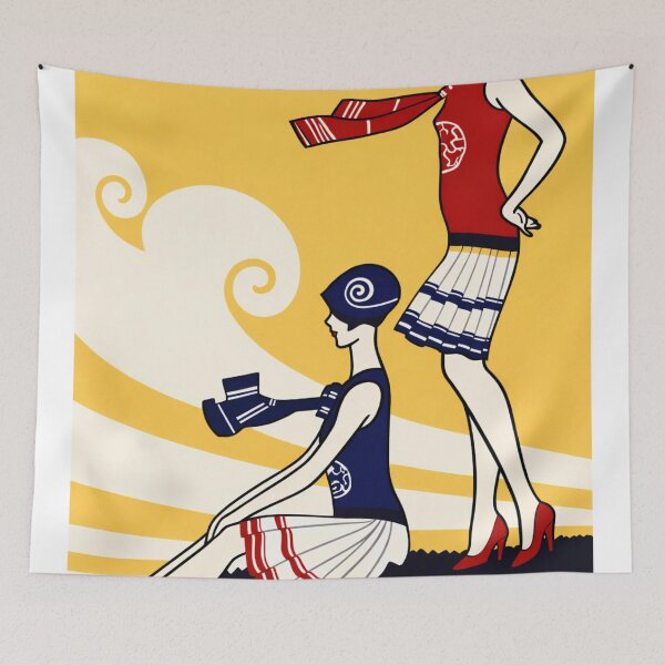 Aperçu de l'œuvre Mode de plage vintage Art déco pour femmes, style rétro pour les amatrices de décoration nautique créée et vendue par RickE.