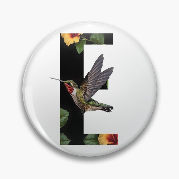 Artikelvorschau, „Energische Eleganz: Der Buchstabe E mit Kolibri und Hibiskus“ entworfen und verkauft von A-Work-Of-Art.