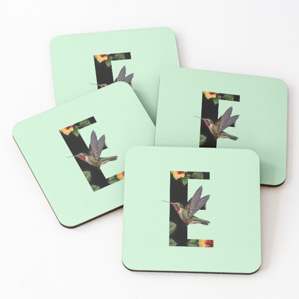 Item preview, "Energetic Elegance: The Letter E With Hummingbird and Hibiscus" designed and sold by A-Work-Of-Art.