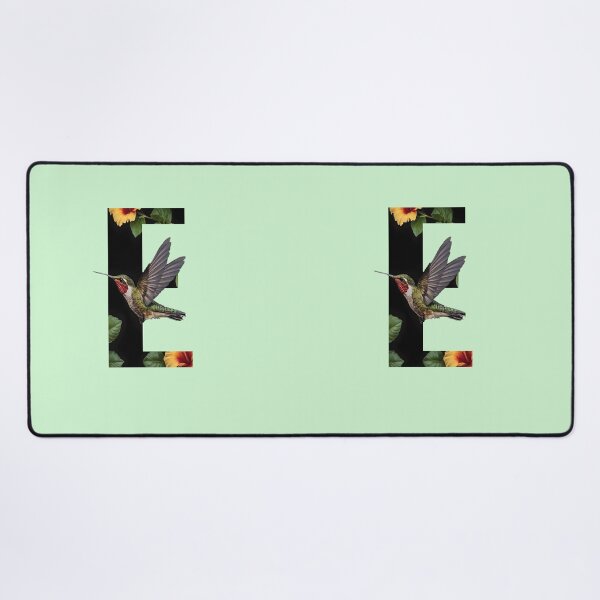 Item preview, "Energetic Elegance: The Letter E With Hummingbird and Hibiscus" designed and sold by A-Work-Of-Art.