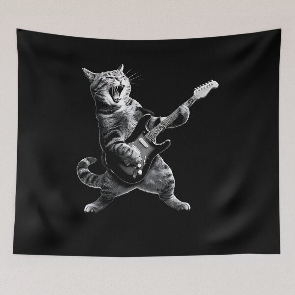 Item preview, Cat Playing Guitar Rock and Roll Rock for Men Women Kid designed and sold by Cheesymatiion.