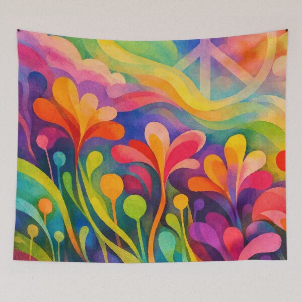 Item preview, Groovy Retro Psychedelic Meadow and Peace Sign designed and sold by Far Out Goods.