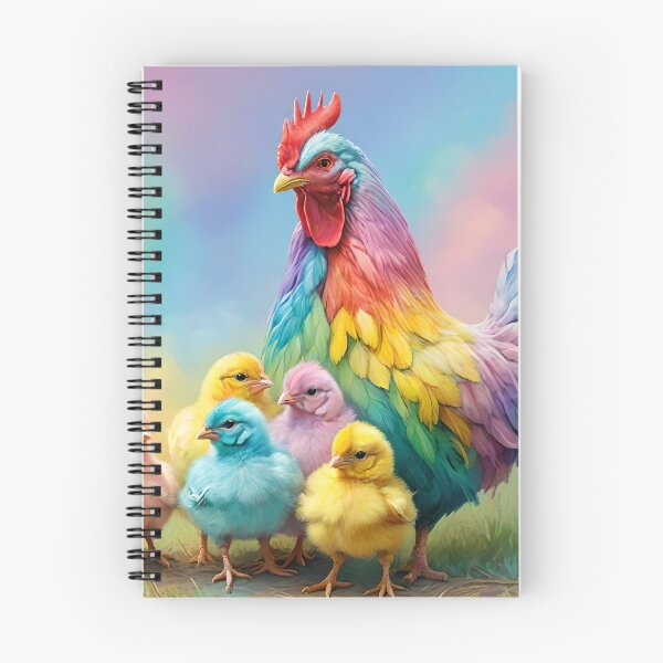 Item preview, "Rainbow Nest: Mama Hen and Her Pastel Chicks" designed and sold by A-Work-Of-Art.