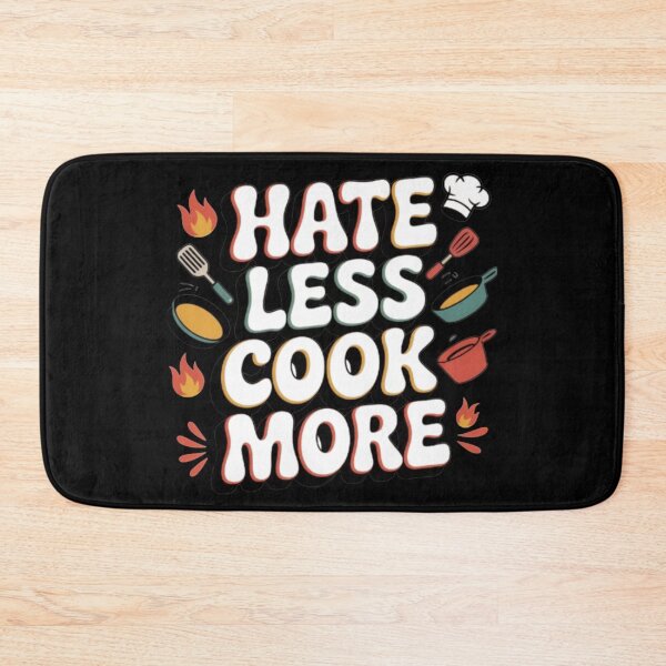Item preview, Hate Less Cook More Positive Chef Kitchen Humor Quote designed and sold by MagicSD Designs.