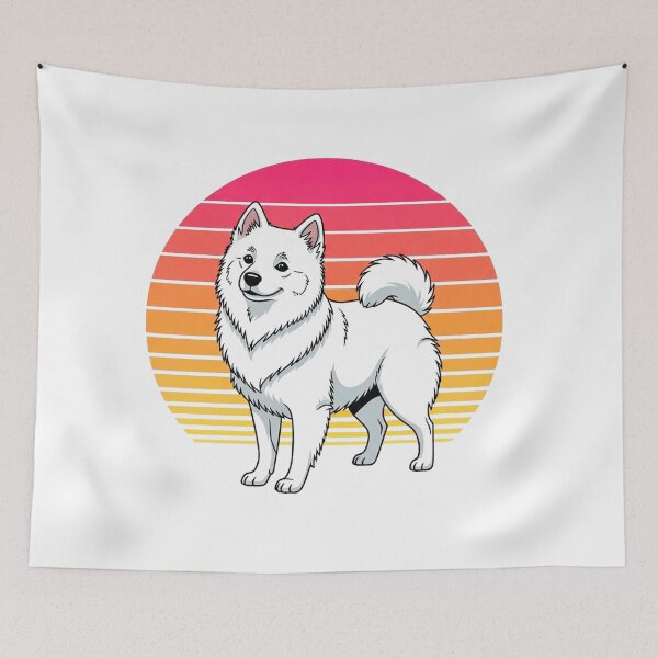 Item preview, American Eskie Dog with Retro Sunset designed and sold by Pollock.