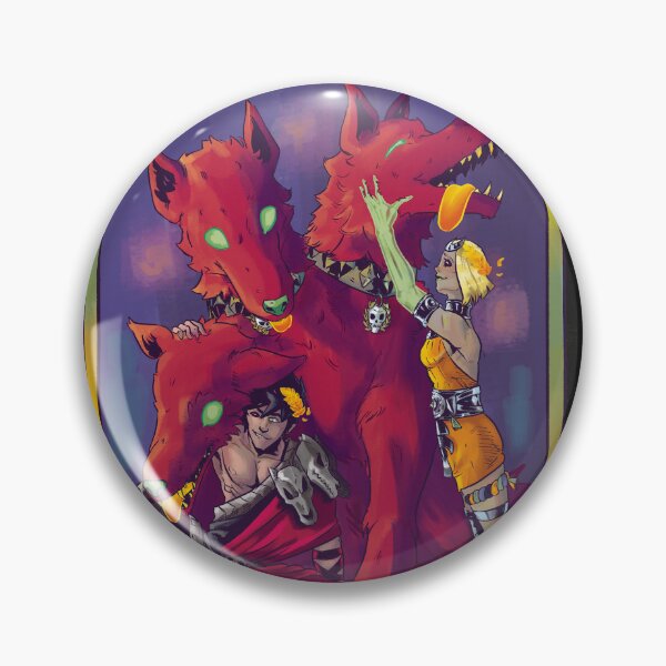 Item preview, Zagreus and Melinoe petting Cerberus designed and sold by GuzziDGoose.