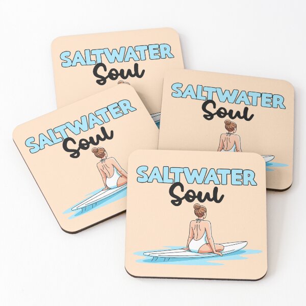 Item preview, Saltwater Soul – Surfer Woman Sitting on Her Board at Sea designed and sold by Sea Gem.