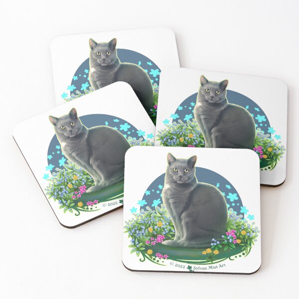 Item preview, Gray Cat in the Flower Garden designed and sold by sylvanmist.