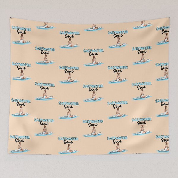Item preview, Saltwater Soul – Surfer Woman Sitting on Her Board at Sea designed and sold by Sea Gem.