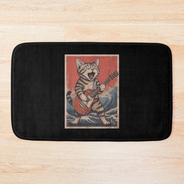Item preview, Cat Playing Guitar Men Women Distressed Rock and Roll designed and sold by Cheesymatiion.