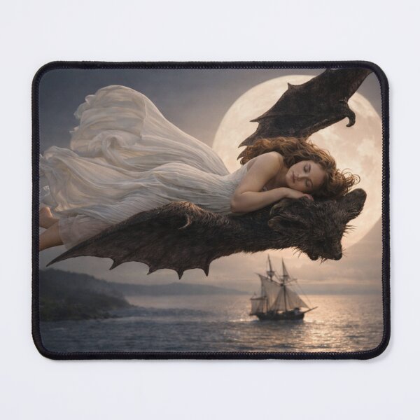 Item preview, Flying Bat Surreal Fantasy Woman in Moonlight Illustration for Gothic & Fantasy Lovers designed and sold by RickE.