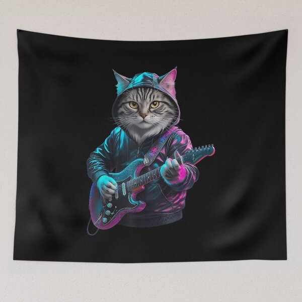 Item preview, Cat Playing Guitar Rock and Roll Rock for Men Women Kid designed and sold by Cheesymatiion.