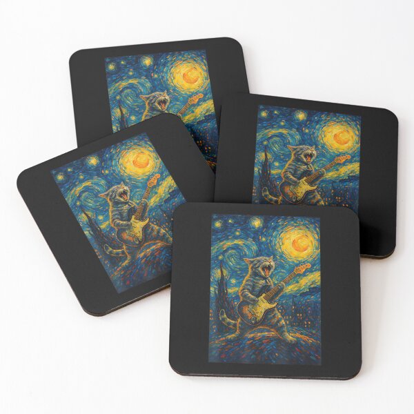 Item preview, Cat Playing Guitar Star Rock and Roll Cat Lover Art designed and sold by Cheesymatiion.