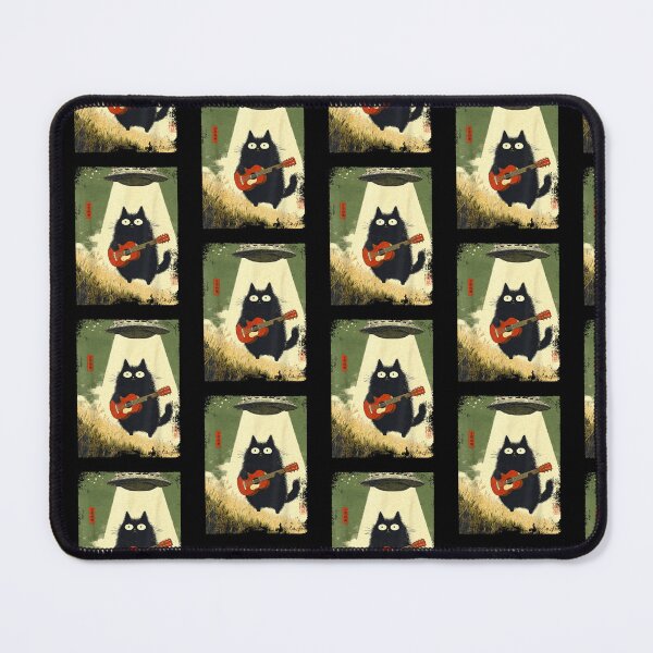 Item preview, Black Cat Playing Guitar Abducted Alien UFO Funny Japanese designed and sold by Cheesymatiion.