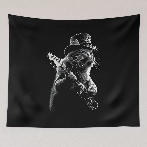 Item preview, Cat Playing Guitar Graphic Rock  designed and sold by Cheesymatiion.