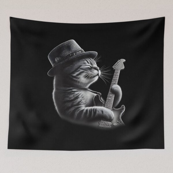 Item preview, Cat Playing Guitar - Funny Rock Music Guitar Cat designed and sold by Cheesymatiion.