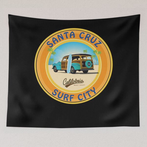 Item preview, Surf City Santa Cruz Logo with Woodie On The Beach  designed and sold by mrLanka.