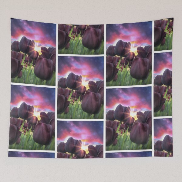 Item preview, Purple Tulips at Sunset – Dramatic Floral Landscape Photography designed and sold by Artondra Hall.