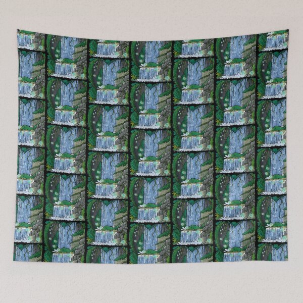 Item preview, Magical Waterfall Fantasy - Glowing Green Forest Cascade designed and sold by TheArtOfTreble.