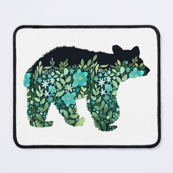 Item preview, Turquoise Wildflower Bear silhouette designed and sold by Art of Camping Now.