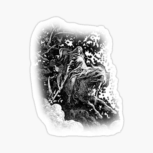 DEATH. Death on the Pale Horse. Revelation, Revenge, Gustave Dore. 1865. Revelations, Seven Seals. Sticker