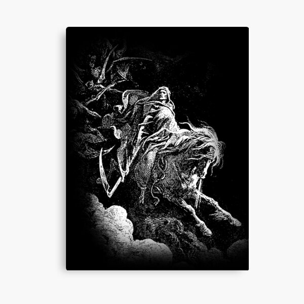 DEATH. Death on the Pale Horse. Revelation, Revenge, Gustave Dore. 1865. Revelations, Seven Seals. Canvas Print