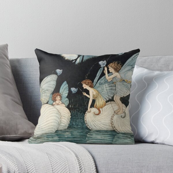 Item preview, Moonlit Fairy Fantasy Art – Seashell Fishing Pixies Scene – Whimsical Art Lovers designed and sold by RickE.