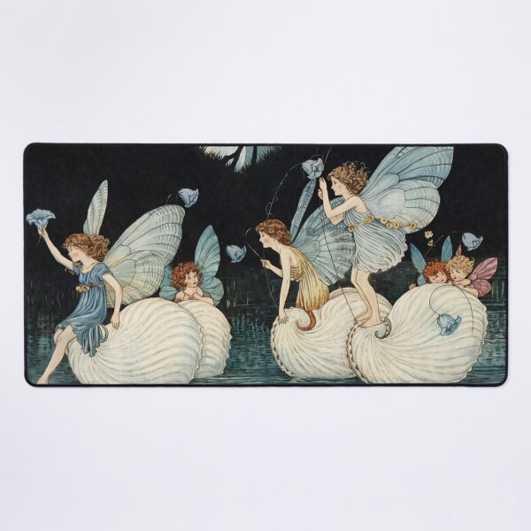 Item preview, Moonlit Fairy Fantasy Art – Seashell Fishing Pixies Scene – Whimsical Art Lovers designed and sold by RickE.
