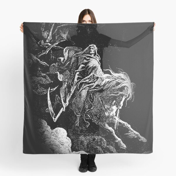 DEATH. Death on the Pale Horse. Revelation, Revenge, Gustave Dore. 1865. Revelations, Seven Seals. Scarf