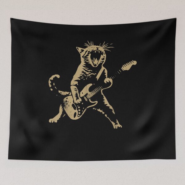 Item preview, Cat Playing Guitar Star Rock and Roll Men Women Kids designed and sold by Cheesymatiion.