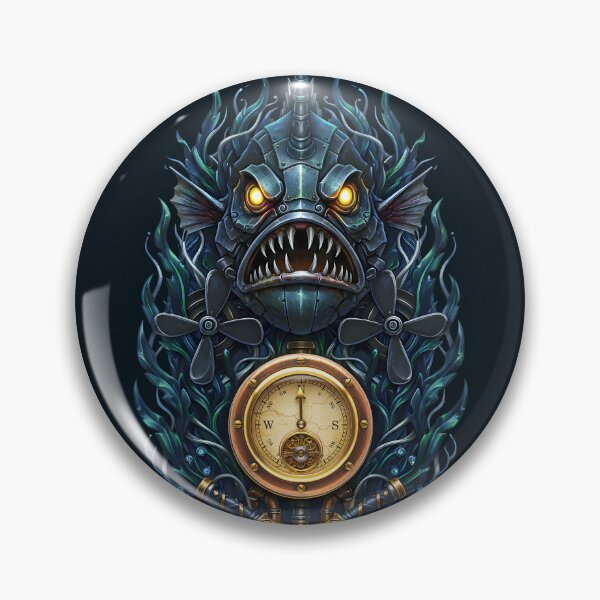 Item preview, Abyssal Warborn — Steampunk Anglerfish Compass Emblem designed and sold by The Visual Syllabus.