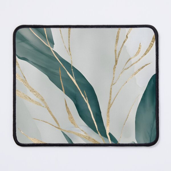 Item preview, Elegant Gold Botanical Watercolor – Minimalist Green Leaf Abstract Art designed and sold by Artviawall.